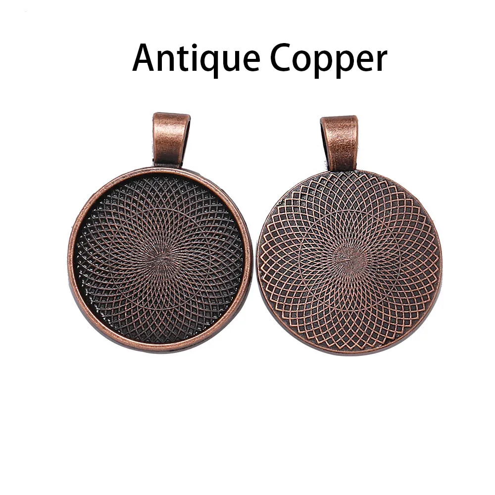Antique Copper 10 шт./лот, 25 мм, кабошон, основание, поднос, оправа, чистое серебро, золото, ожерелье, подвеска, установка, кабошон, основа для изготовления ювелирных изделий - Цвет: Antique Copper