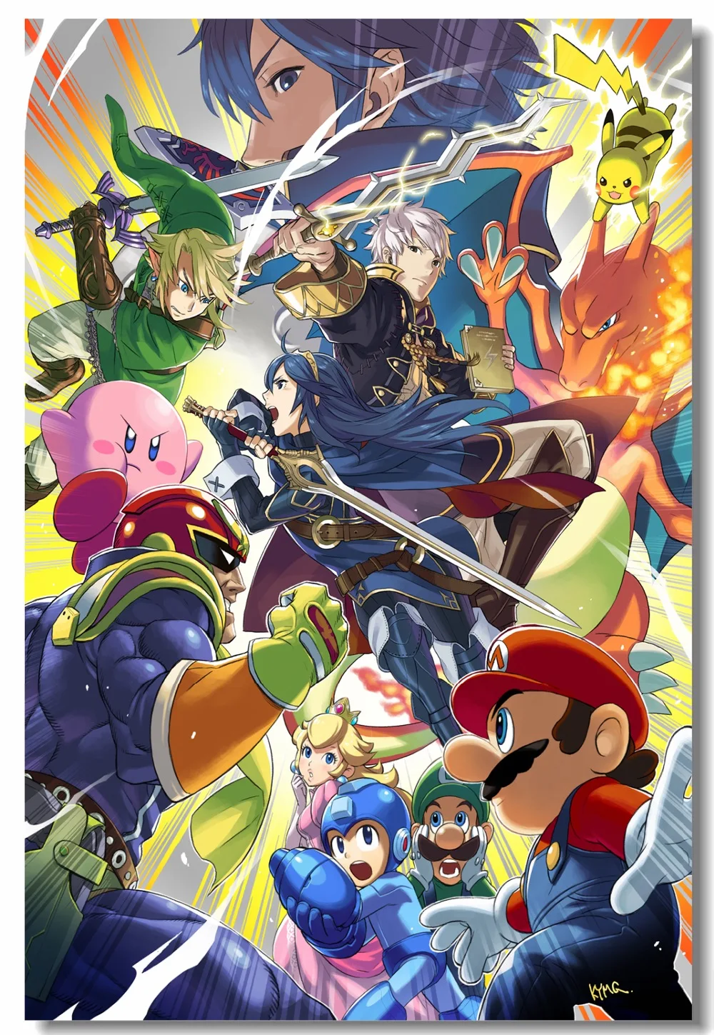 Пользовательские холст настенные наклейки Super Smash Bros WiiU 3DS постер Супер Марио
