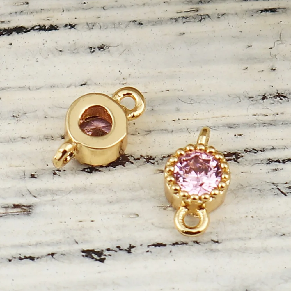 DoreenBeads медные соединители круглые 18K позолоченные прозрачные зеленые розовые стразы DIY фурнитура 7 мм(2/") x 4 мм(1/8"), 3 шт