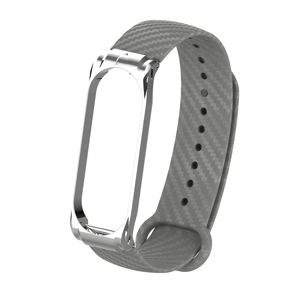 Hangrui mi Band 4 силиконовый чехол из углеродного волокна для Xiaomi mi band 4 ремешок металлический каркас браслет mi band 3 ремешок из нержавеющей стали