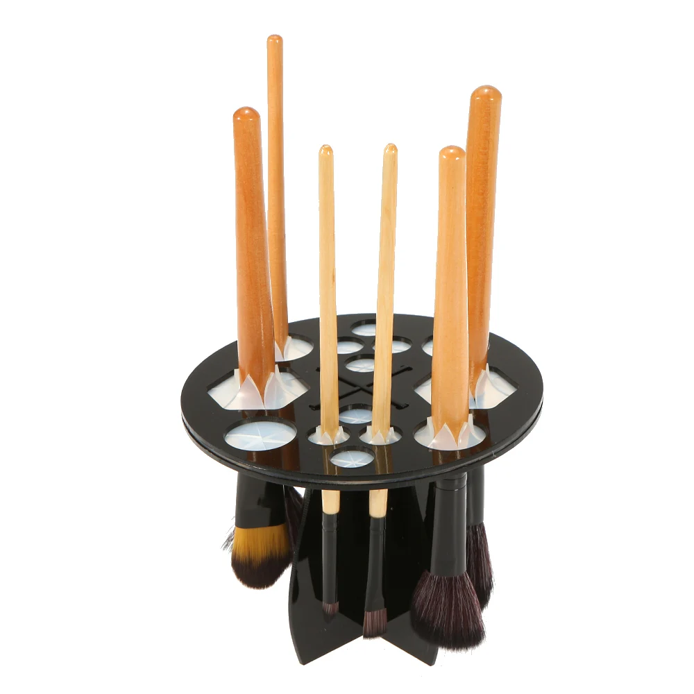 14 Hole Makeup Brushes Holder Stand Cross Shaped Cosmetic Brush Drying Rack Organizer Air Storage Shelf Round | Красота и здоровье