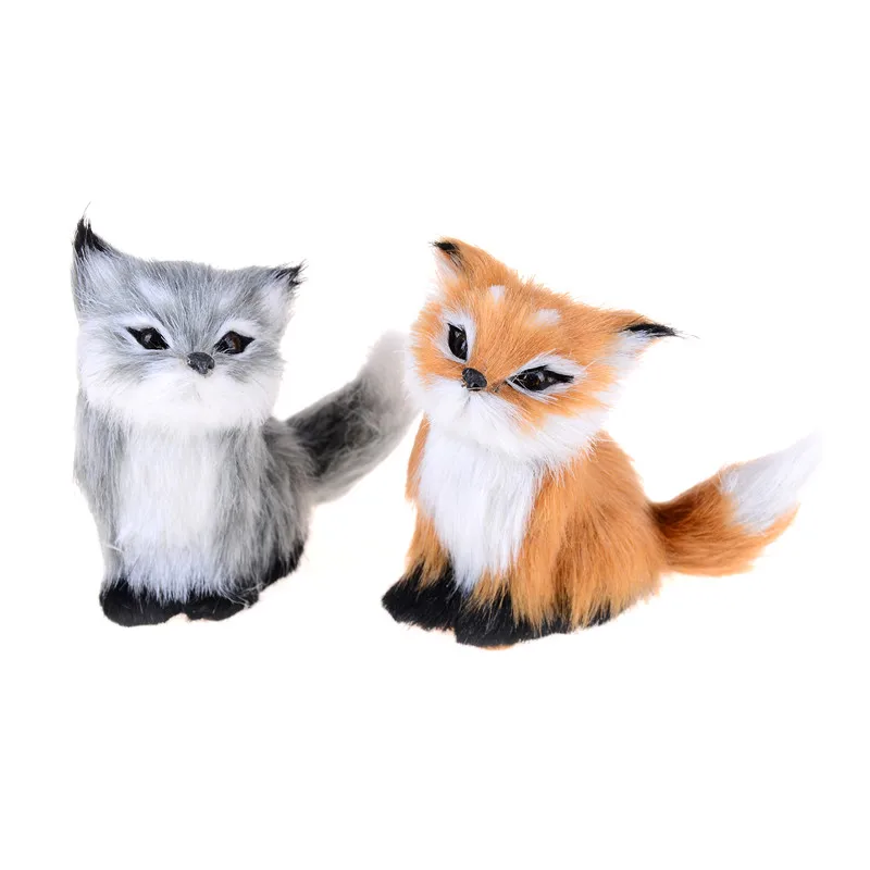

1 Pc Simulation Fox Toy Doll Home Decoration Polyethylene & Furs Squatting Fox