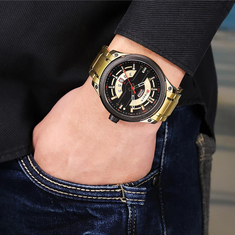 Часы CURREN Мужские наручные кварцевые модные роскошные спортивные из нержавеющей