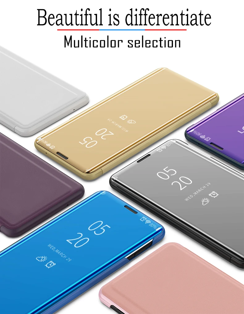 Чехол-подставка для VIVO Y95 Y93 Y91 Y85 Y83 Pro Y81 Y81i Y71 Y19 Y17 Y15 Y12 Y3 Y9S Y7S Y5S Smart Clear View Mirror Flip Phone