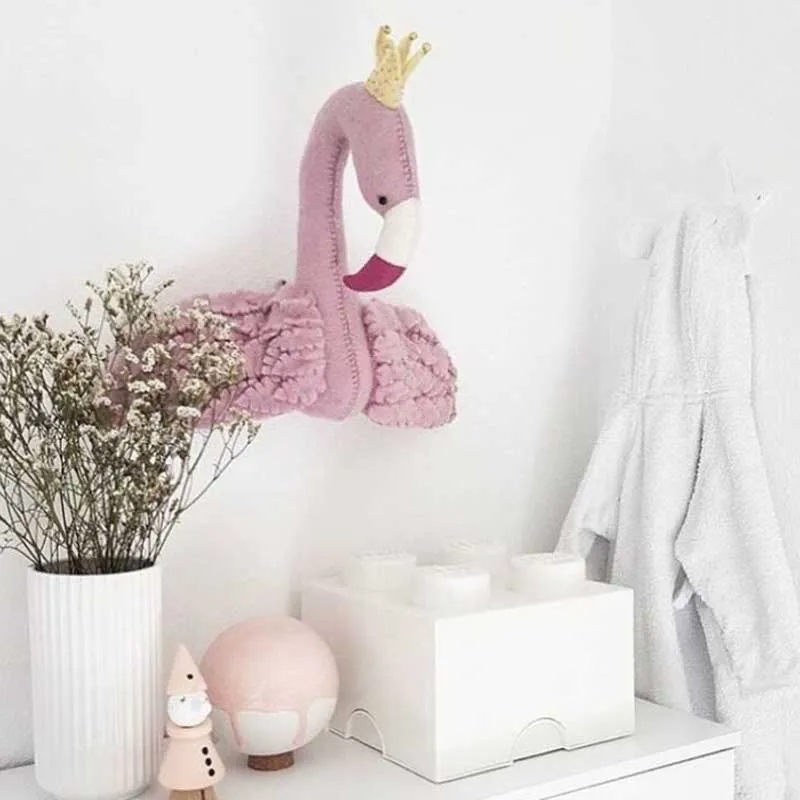 Творческий Розовый Лебедь стене висит украшение из шерстяного фетра с рисунком в