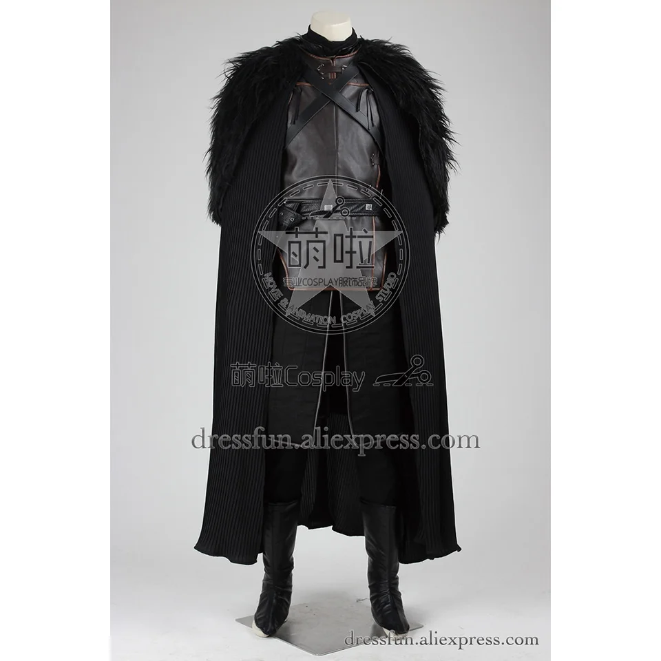 Карнавальный костюм Игра престолов Джона Сноу с плащом черный наряд Униформа