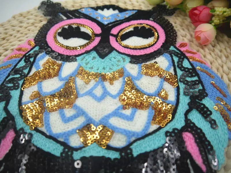 С милой совой Вышитые заплаты для одежды с блестками справиться одеждой DIY мотив
