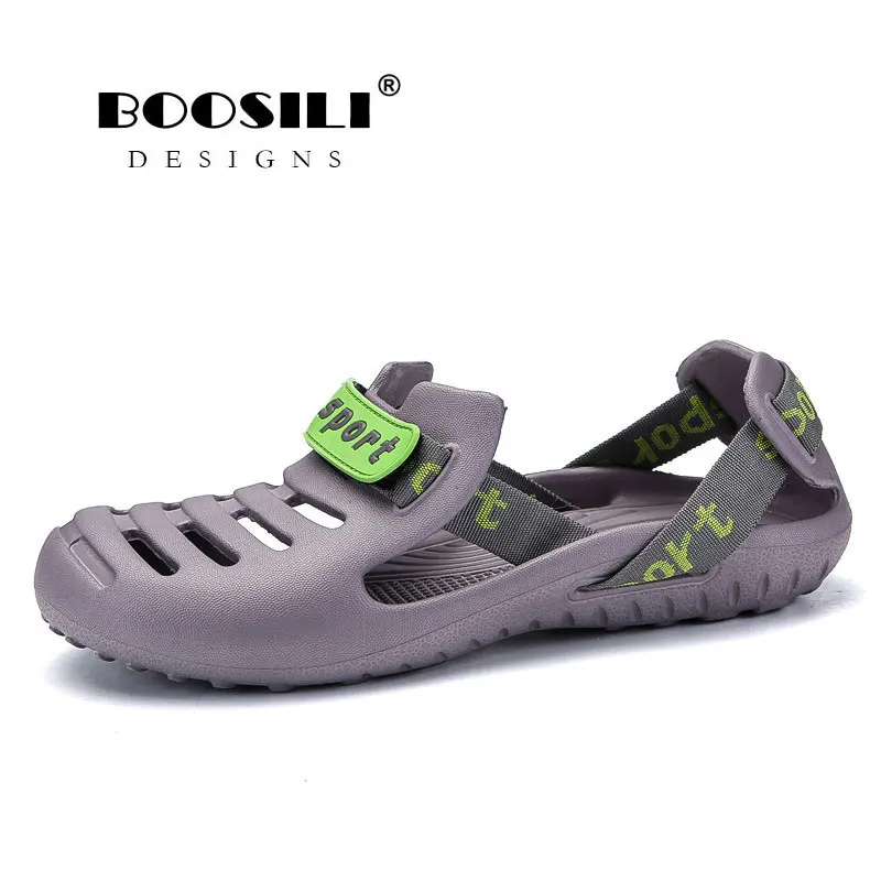 Мужские пляжные сандалии из ЭВА черные или белые с ремешком кроксом для плавания