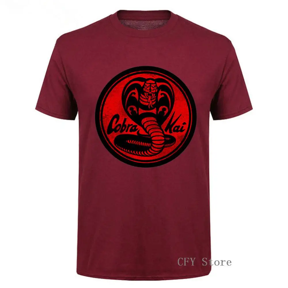 Кобра Кай с эмблемой Красная футболка 100% хлопок Круглый вырез повседневные Топы