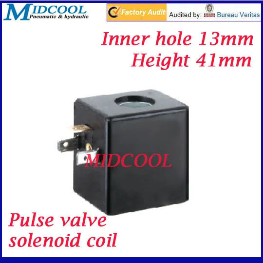 

pneumatic pulse valve solenoid coil 24V DC connector plug DIN43650A inner hole diameter 13mm high 41mm