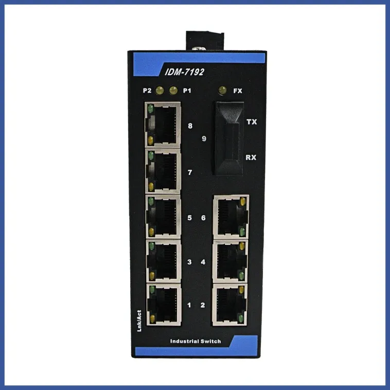 Новый 9 портовый промышленный Ethernet коммутатор 1 оптический 8 волоконно