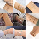 Modyle 4 шт.компл. Модные Золотые Цепи 15 видов стилей лист с украшением в виде кристаллов в виде геометрических фигур открыть браслет для женщин девушек цепочка на счастье очаровательный пляжный ювелирные изделия Прямая доставка