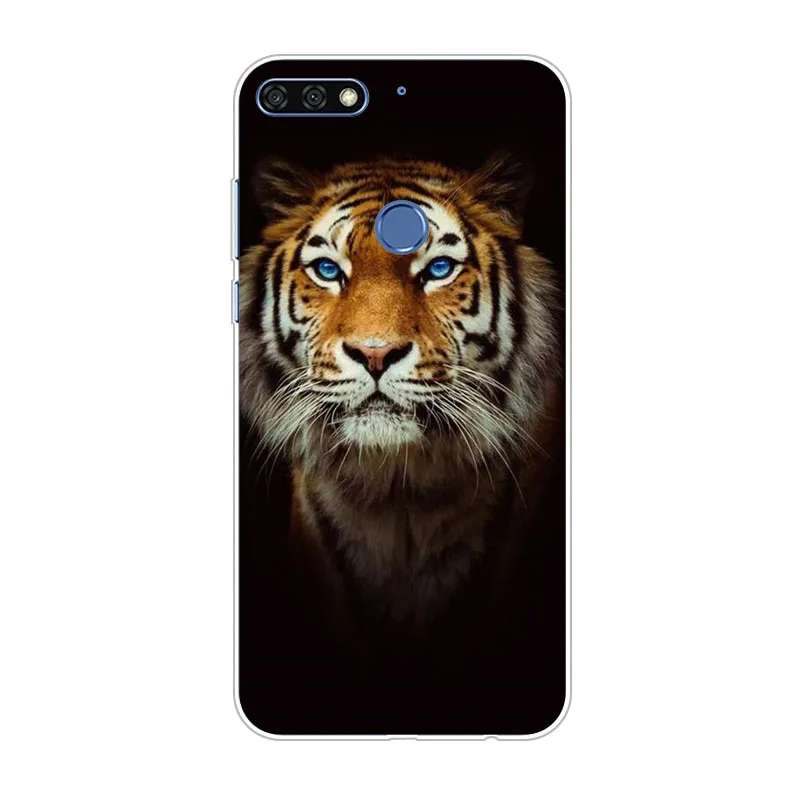Чехол для huawei y6 prime 2018 силиконовый чехол с тигоном живопись животного мягкая