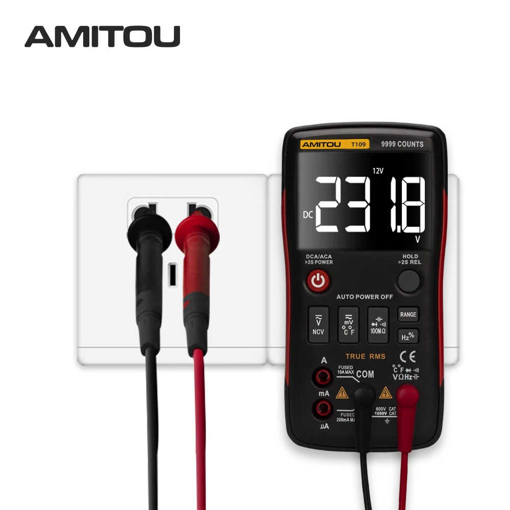 T109 True RMS цифровой мультиметр автоматическая кнопка 9999 отсчетов с аналоговым