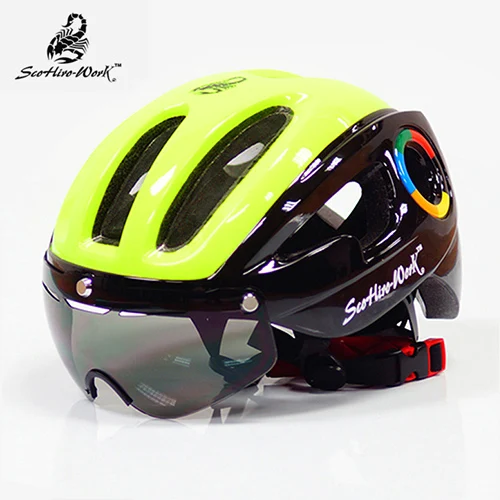 green-black 270 г Ультралайт EPS велосипедный шлем для мужчин дорожный mtb горный велосипед шлем линзы очки Велосипедное снаряжение 9 вентиляционных отверстий Casco Ciclismo - Цвет: green-black