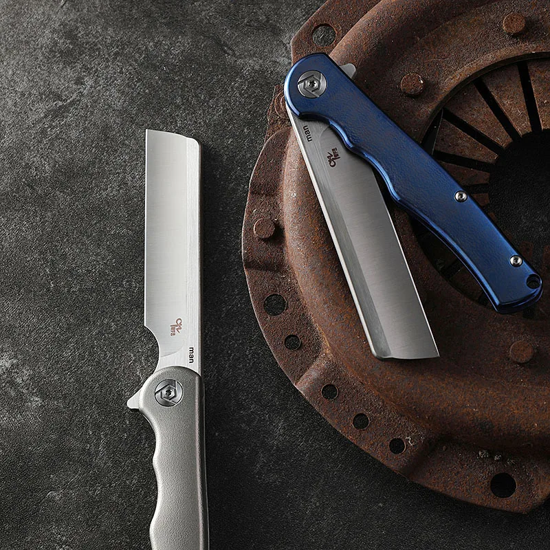

original man razor TC4 titanium alloy handle pocket knives S35VN ball bearing tumbling folding knife EDC tool Petrified fish