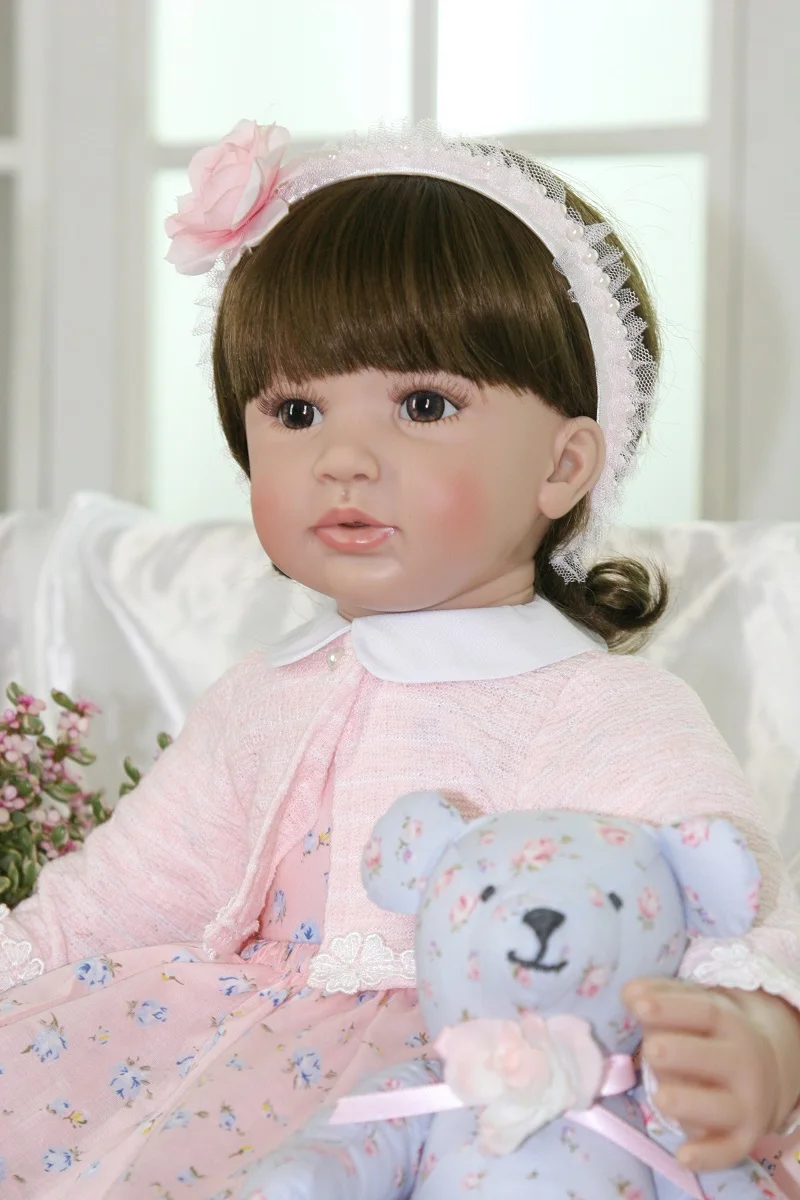 24&quot 60cm Realistic Soft Silicone Reborn Baby Smile Girl Dolls Lifelike Newborn Doll Gift Bonecas Babies Toys | Игрушки и хобби