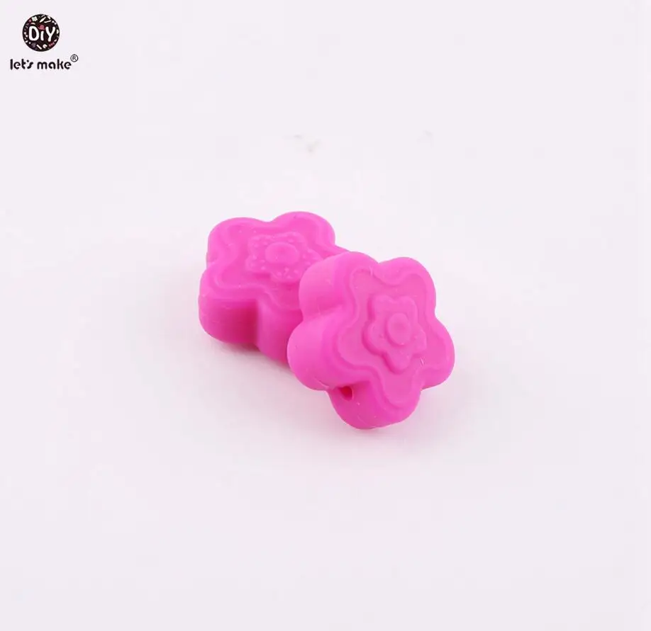 hot pink Давайте сделаем мяты Цвет силиконовые сливы Цветочные бусины могут, безопасных и нетоксичных Роза Прорезывание Зубов, бисер детские Прорезыватель - Цвет: hot pink