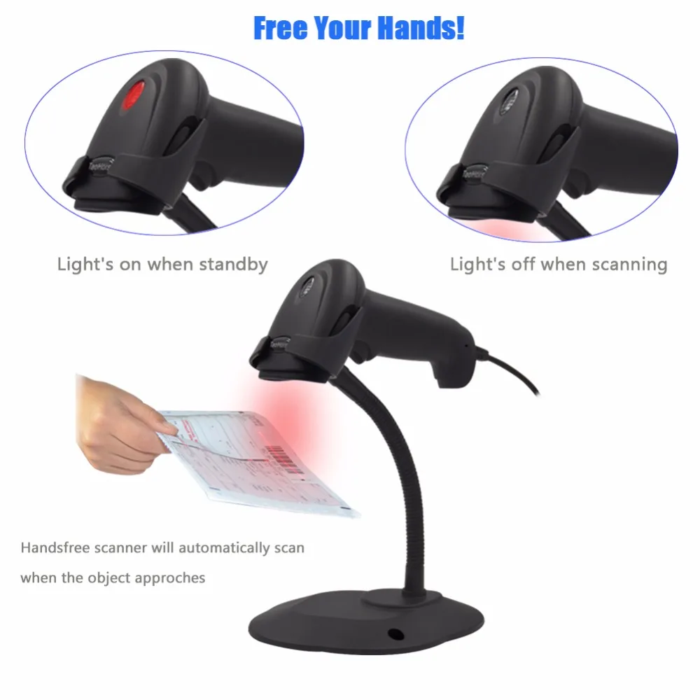 Automatic Barcode Scanner Handheld 1D Laser Wired Bar Code Reader with Hands Free Adjustable Stand Sensing and Scan | Компьютеры и