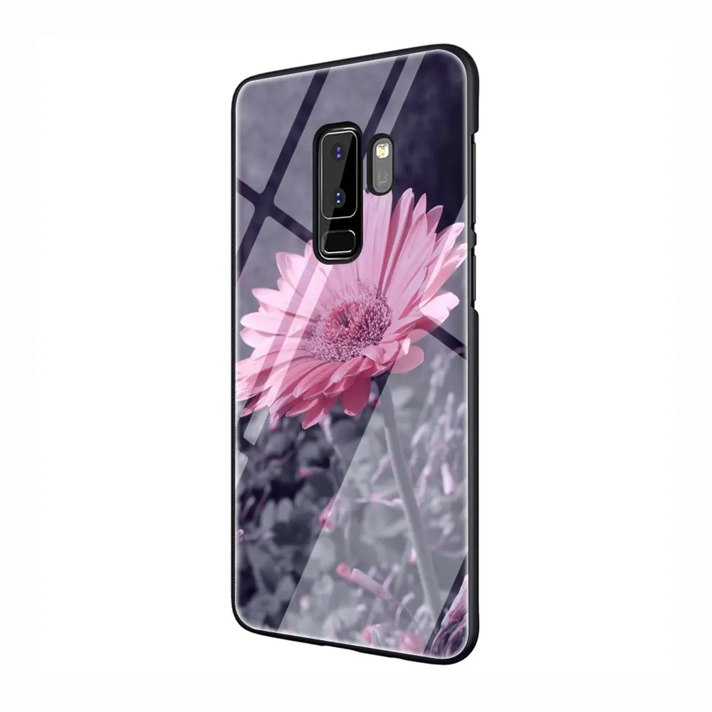 G11 Вишня в цвету закаленное Стекло TPU черный чехол для Galaxy S7 Edge S8 S9 плюс S10 Note 8, 9, 10, A10 20 30 40 50 60 70 - Цвет: G11