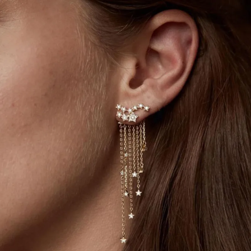 Изысканный длинной кисточкой серьги для Для женщин звезда сзади личности моды