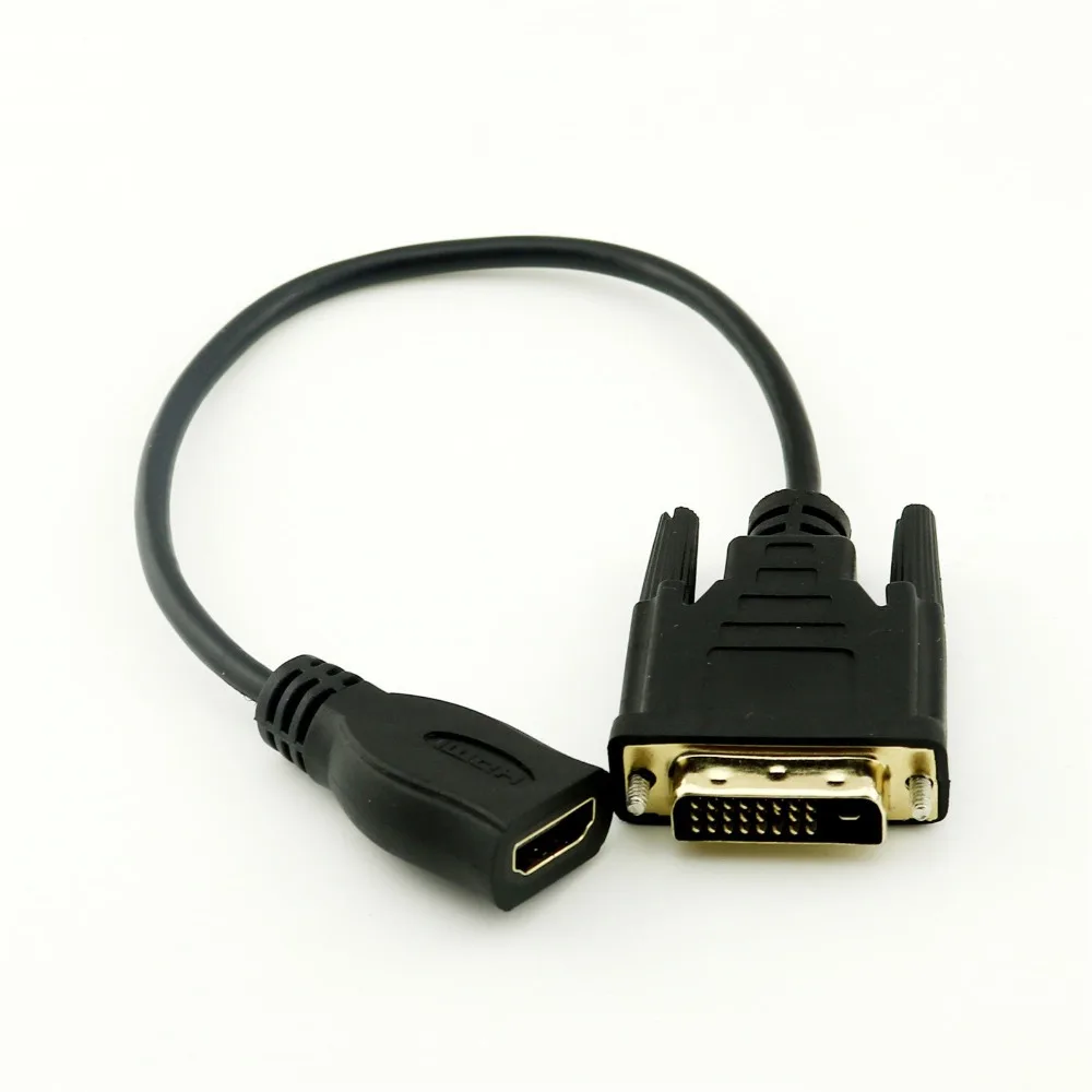 1x DVI D (24 + 1) штепсельная вилка к HDMI розетке адаптер кабель преобразователя для ПК