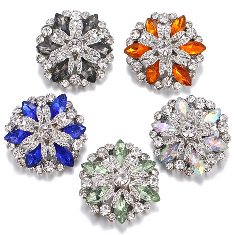 Ювелирные изделия 18 мм кнопки оснастки роскошные розовые стразы металлические