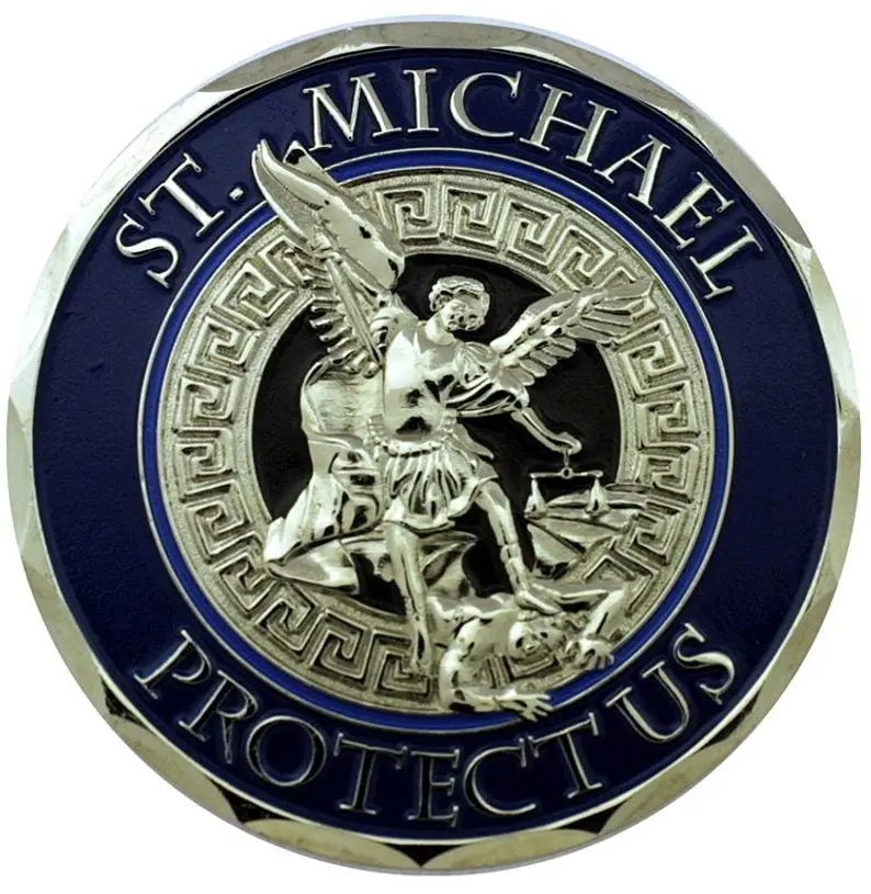

St. Saint Michael the Archangel - Police Shield + Prayer- Pocket Coin