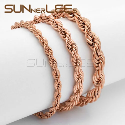 SUNNERLEES модные ювелирные изделия для мужчин и женщин подарок 4 мм ~ 7 розовое золото