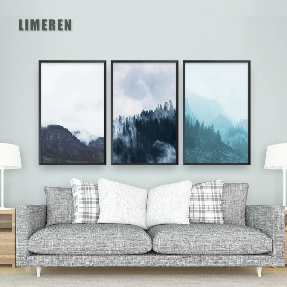 Северный плакат море облачная Гора плакаты и принты буквы настенные картины для