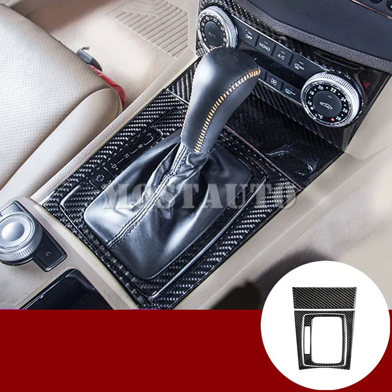 Для Benz E Class Coupe W207 C207 углеродного волокна консоли крышка коробки передач 2009-2012 3 предмета в комплекте