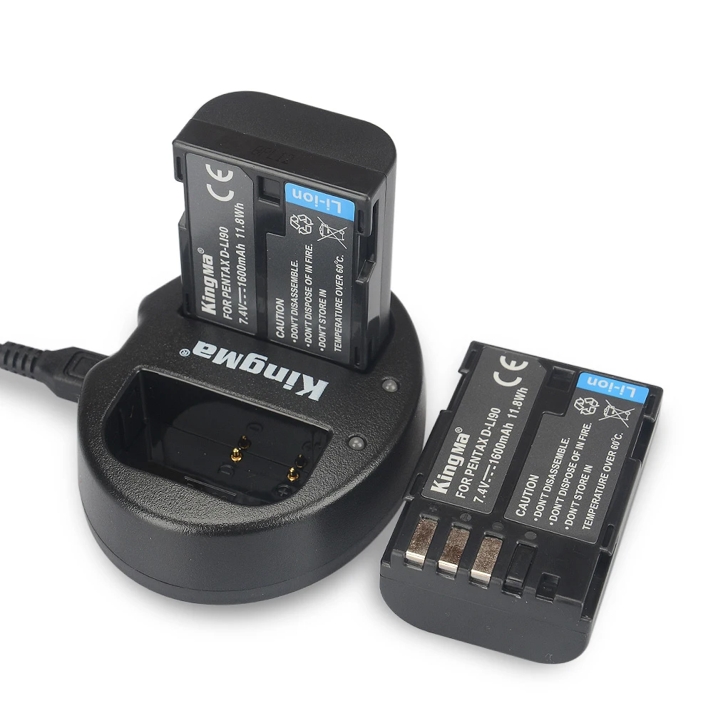 KingMa D-LI90 DLI90 D LI90 Батарея(2 шт) и зарядное устройство с двумя usb-портами для PENTAX K-7 K-7D K-5 K-5 II 645D K01 K-3 K-3 II 645Z L15