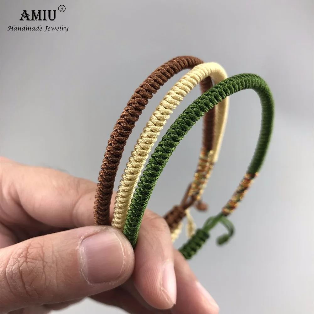 AMIU, 3 шт., тибетские ювелирные изделия, буддийские, хорошие, счастливые, очаровательные, тибетские браслеты и браслеты для женщин и мужчин, ручной работы, браслет с узелками