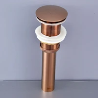 luxury rose gold brass large round cap pop up bathroom sink basin waste drain without overflow bathroom accessory msd076