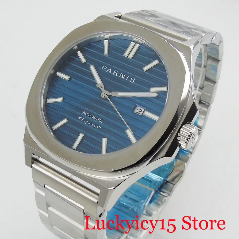 Мужские автоматические часы PARNIS с роскошным платьем 44 мм ремешок автоматическим