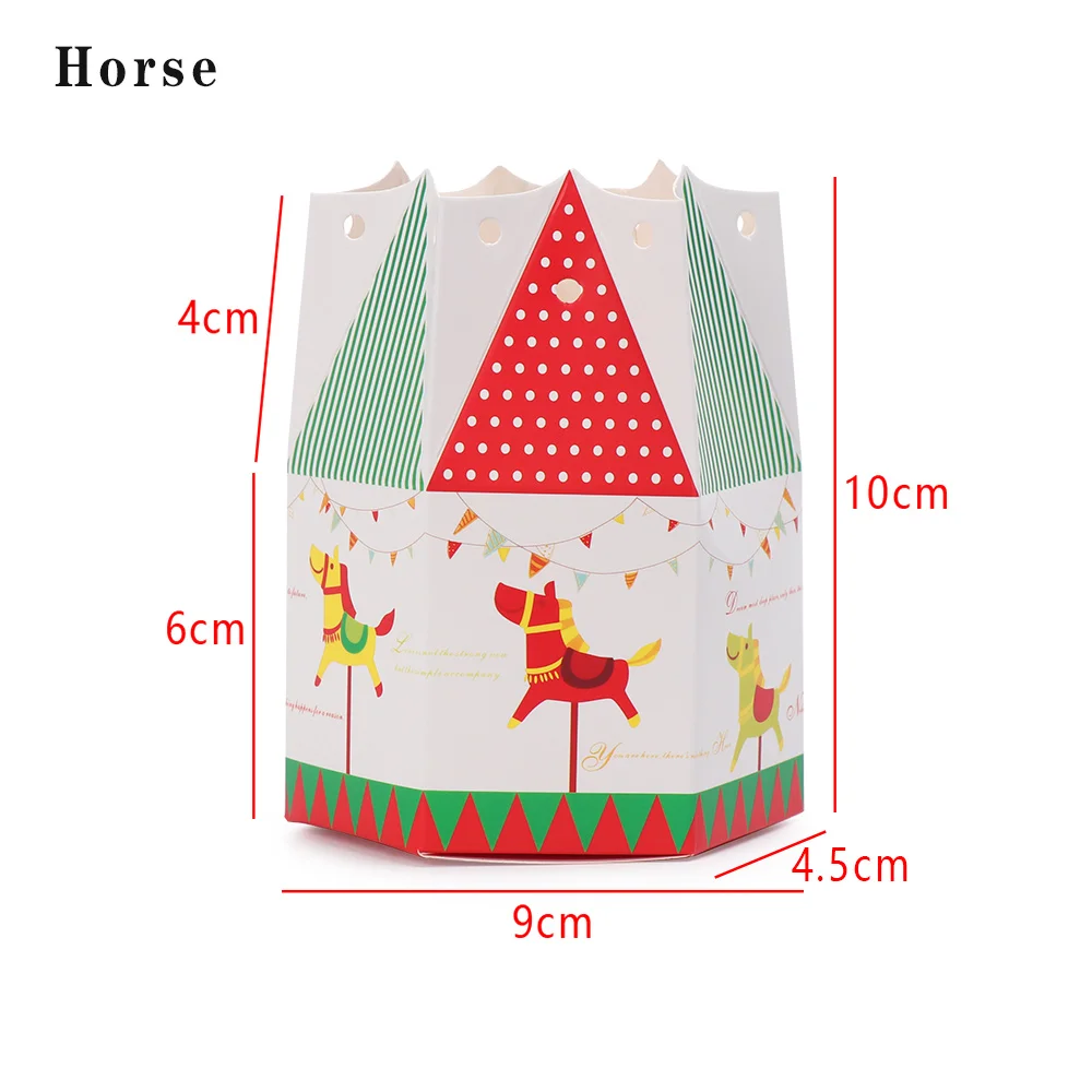 Horse 5 шт./упак. красиво сложенные Красочные Рождественская коробка для яблок банка для сахара для хранения орнамент Рождественский подарок коробка вечерние поставки - Цвет: Horse