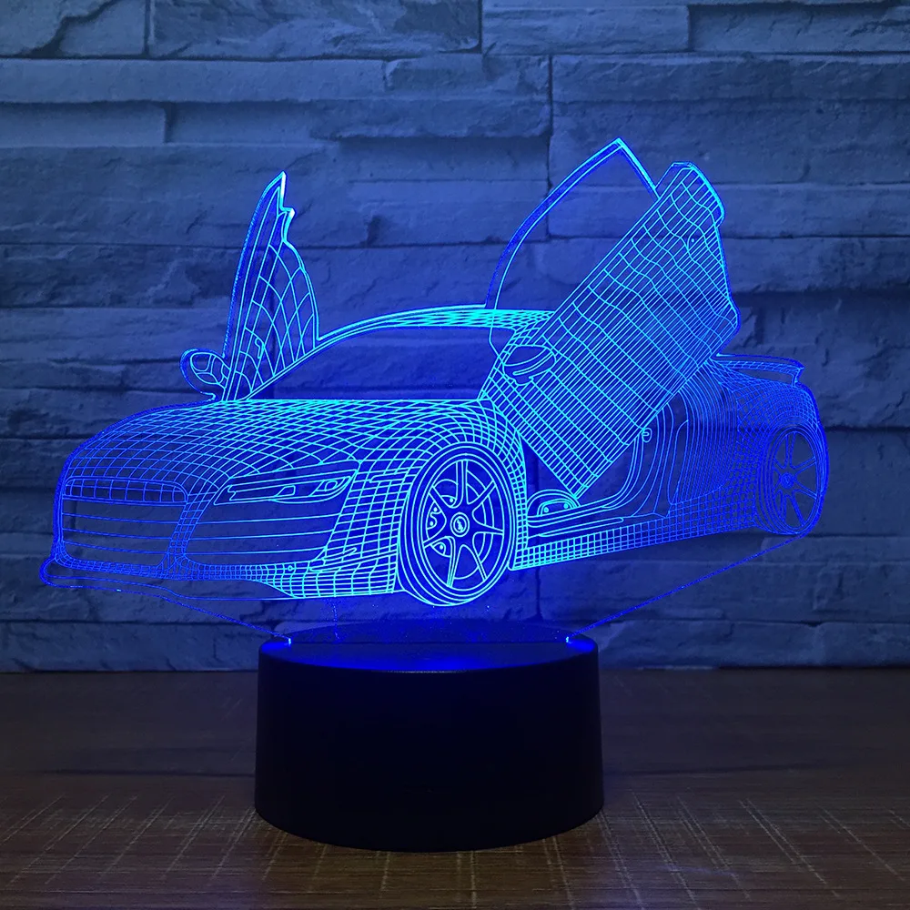 LED Спортивный Автомобиль Моделирование 3D 7 цветов сенсорный ночник креативный