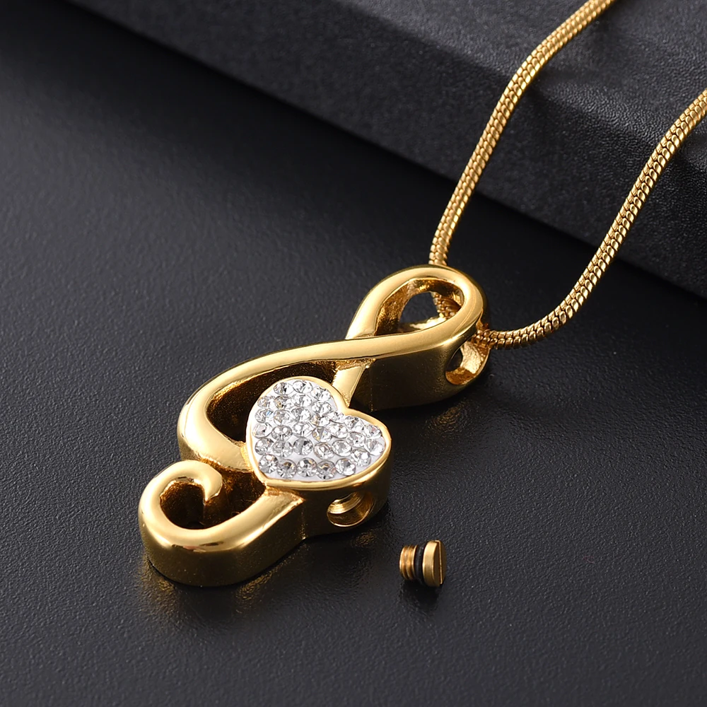 IJD11531Mini Cremation Crystal Heart из нержавеющей стали, музыка, памятные медальоны Светящиеся в темноте ожерелье подвеска-сувенир, похорон, ювелирные изделия, золото
