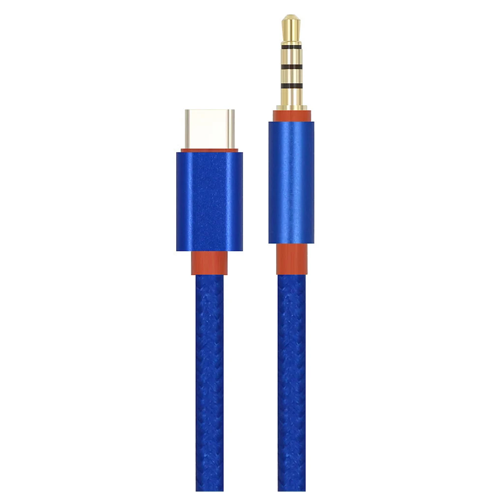 Синий Аудио кабель типа C usb type-C штекер 3,5 мм разъем мужской автомобильный AUX аудио кабель-адаптер для samsung Letv - Цвет: Синий