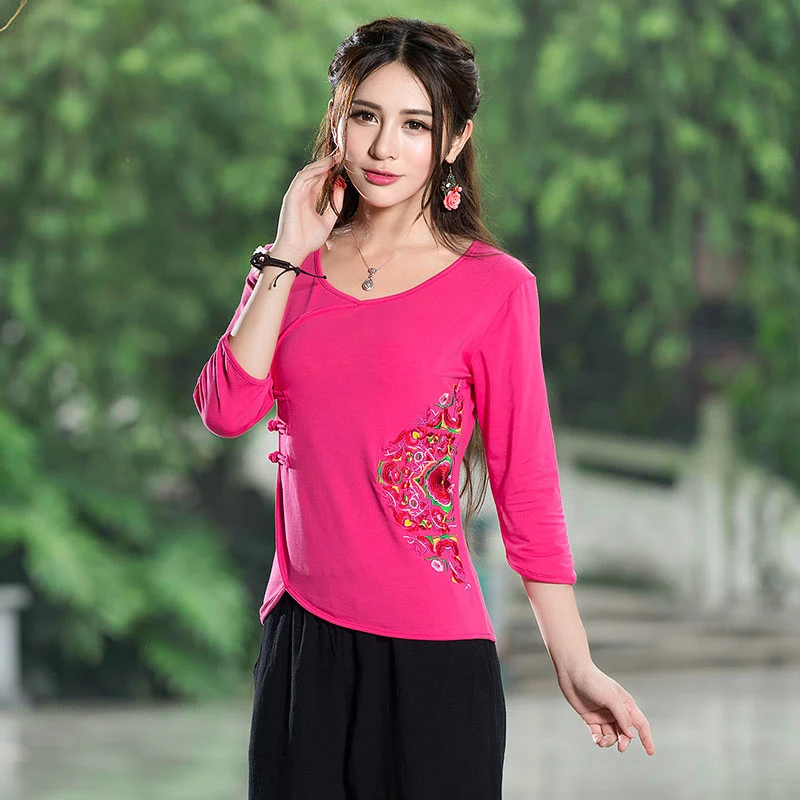 Де Голубь 2016 Весной и Осенью новый национальный стиль вышивки женщины топы с