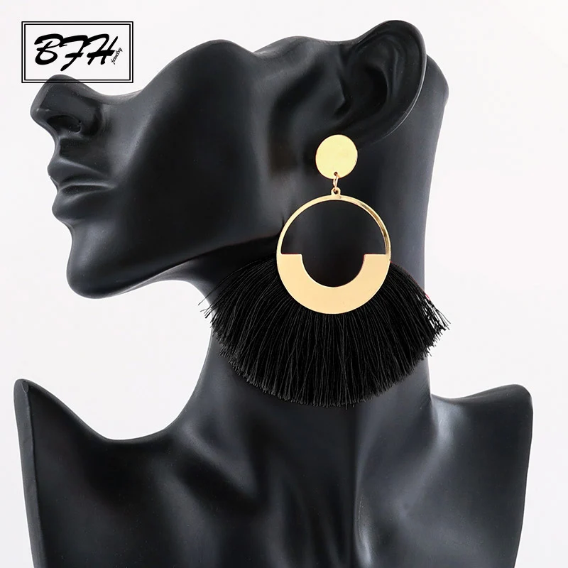 Женские богемные серьги-подвески BFH крупные серьги с бахромой ручной работы