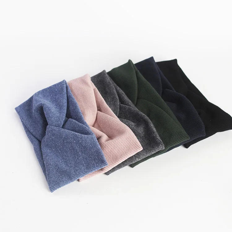 

New arrival fashion Women soild cute width Cross headbands girl's lovely soft headwear lady's vintage hair accessories