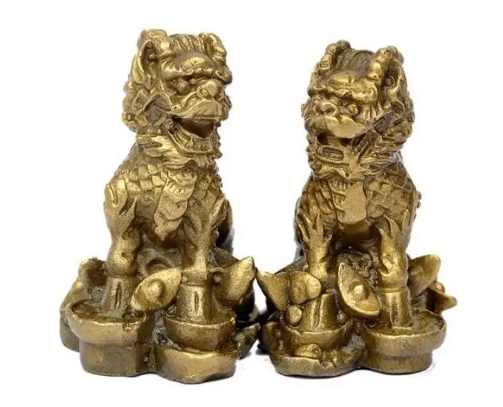 4&quot Chinese Copper bronze feng shui Evil Dragon beasts Kylin Qilin Beast statue | Дом и сад