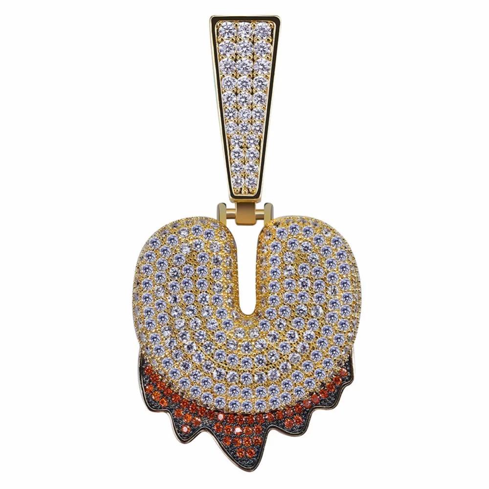 С большой пряжкой на лодыжке подвески-буквы ожерелья Bling льдом с фианитами
