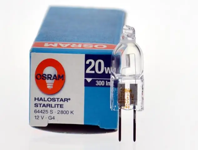 5 шт. OS 64425S 12 В 20 Вт лампа G4 4000 часов Вольфрамовая Лампа HALOSTAR STARLITE 2800K 300LM УФ-фильтр |
