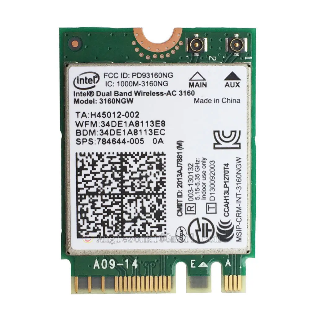 Двухдиапазонная Беспроводная AC 3160NGW Bluetooth 4 0 NGFF Wifi WLAN карта для HP 784644 005 Pavilion x360 13