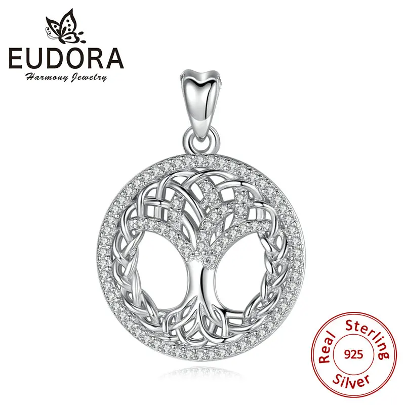 1pcs pendant Юдора уникальное серебро дерево жизни Ожерелье Подвески удача кельтские узлы прозрачная Подвеска из фианита серебро 925 ювелирные изделия CYD425 - Окраска металла: 1pcs pendant