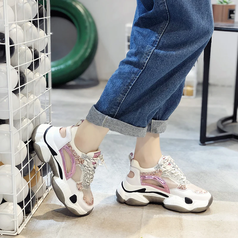 Королевская Belle/шикарные женские кроссовки на платформе с блестками модная