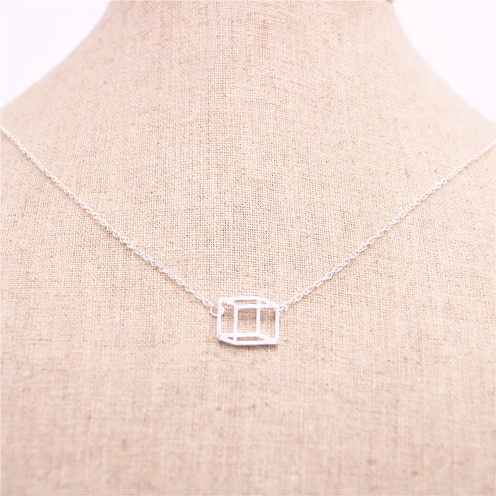 

Trendy Geometrical Planar three-dimensional square graphics pendant necklace Hollow out designed for women