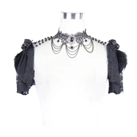 gothic lace cappa with necklace steampunk women vintage palace shawl party accessories short capes